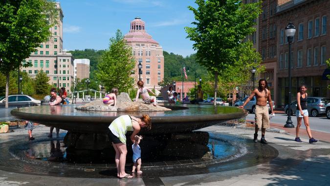 Pack Square fountain - Asheville, North Carolina Asheville North Carolina downtown