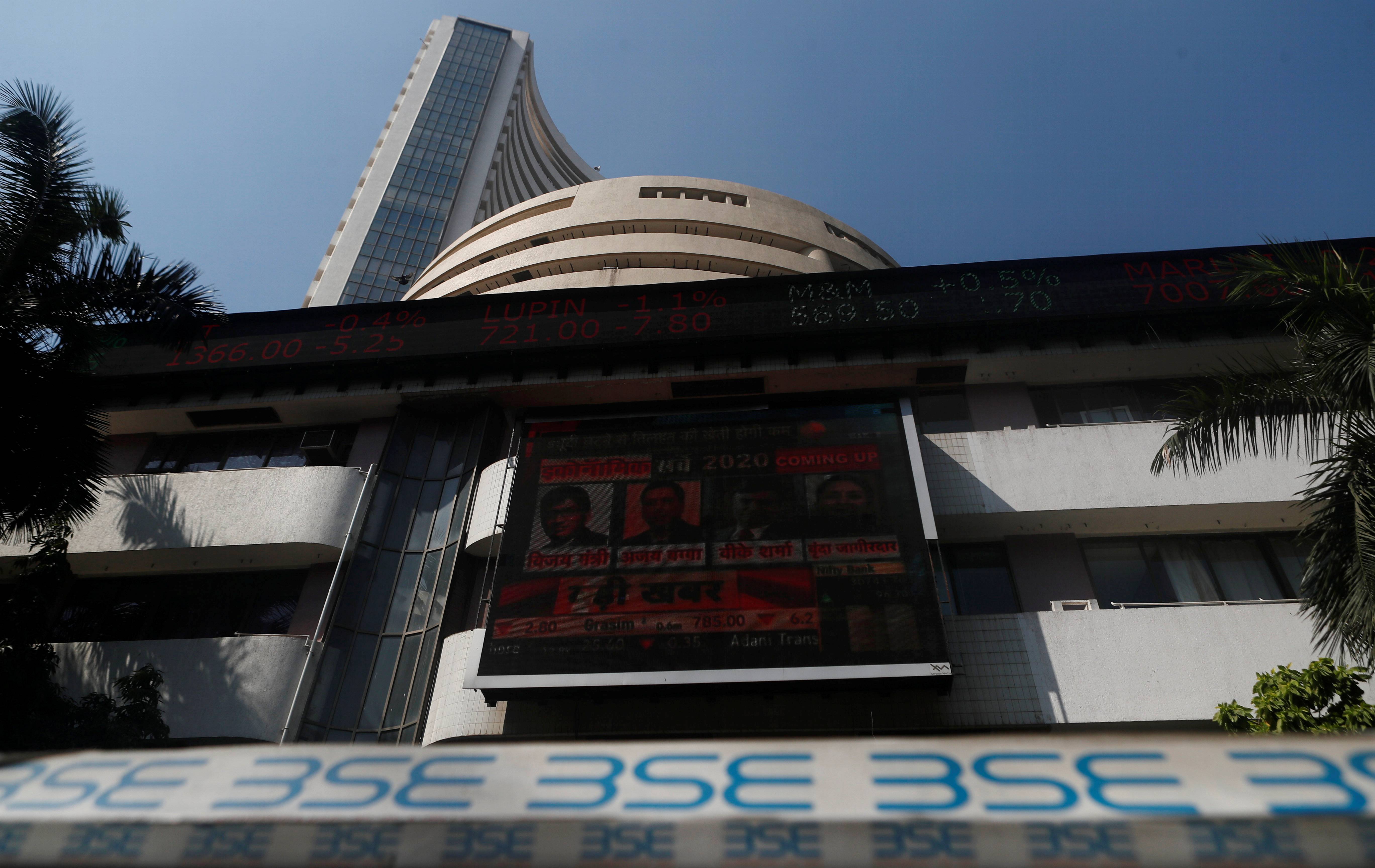 The Bombay Stock Exchange building is seen in Mumbai